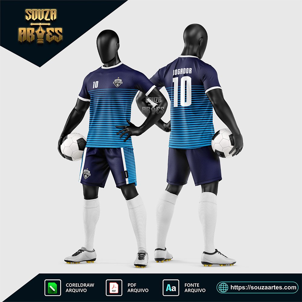 Arte Vetor Estampa Uniforme de Time de Futebol Amador 2026
