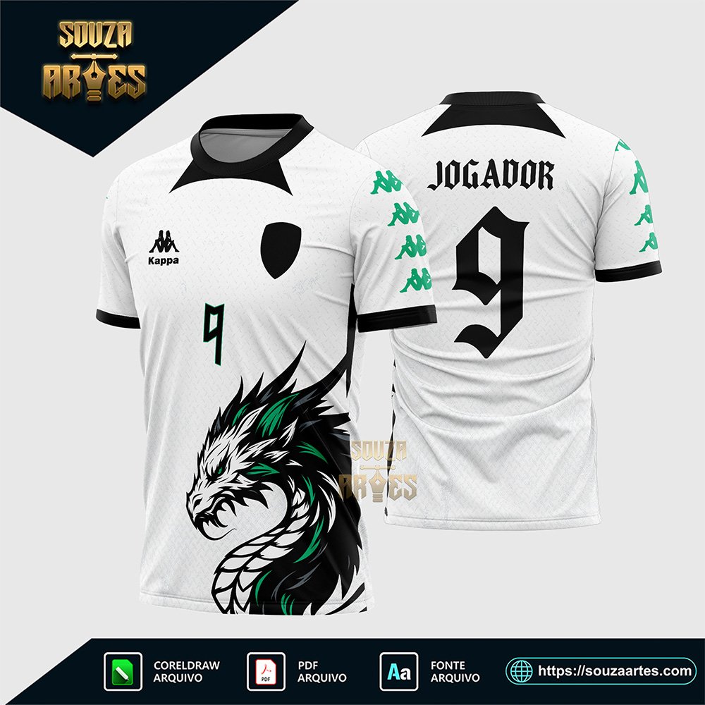Arte Vetor Camisa Interclasse Dragão Branco e Verde