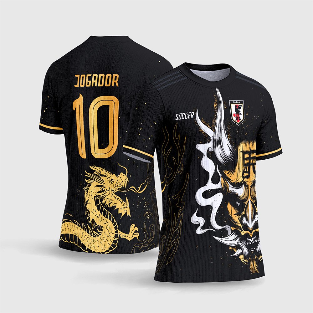 Arte Vetor Camisa de Interclasse Japão Dragão Samurai