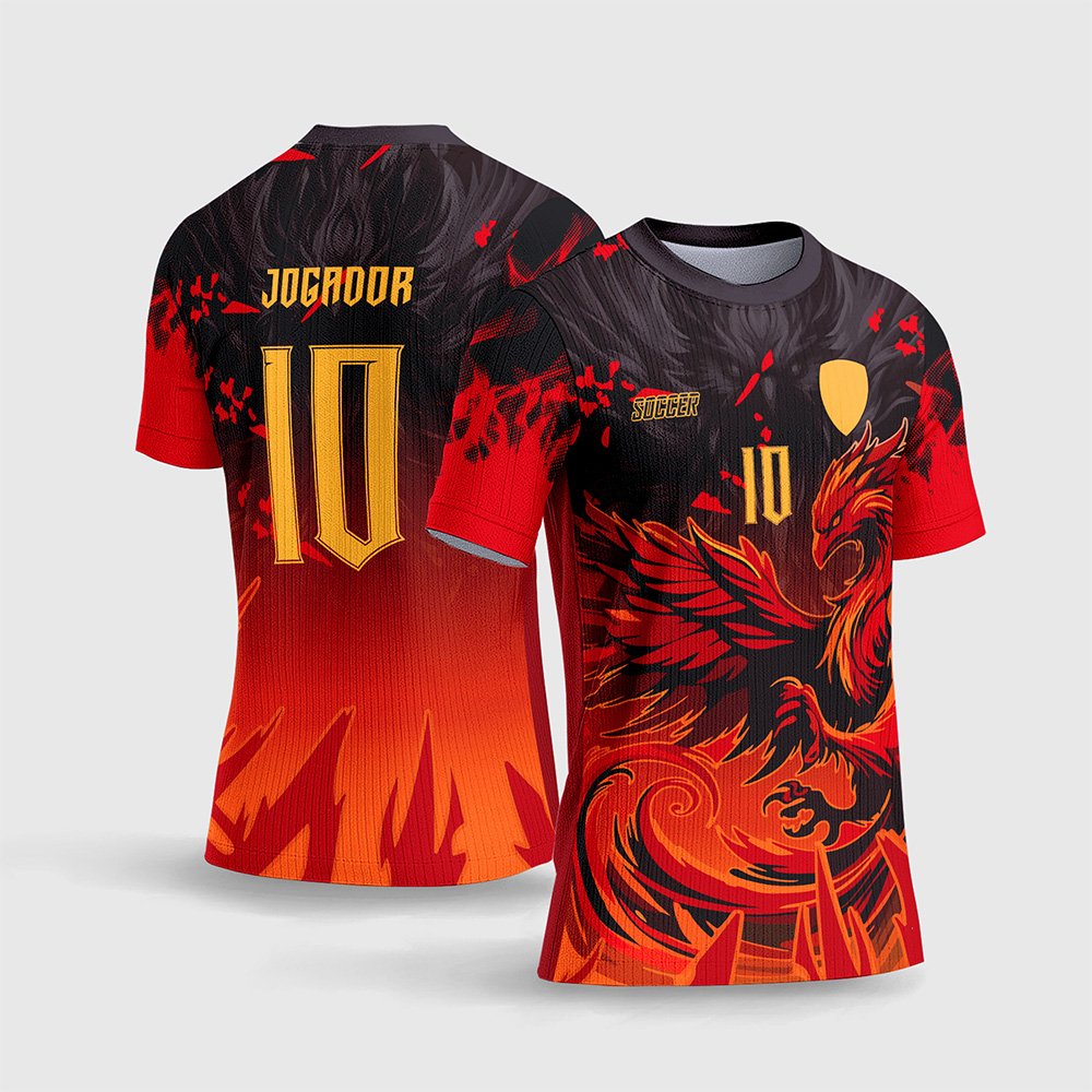 Arte Template Camisa Interclasse Fênix Chamas Laranja