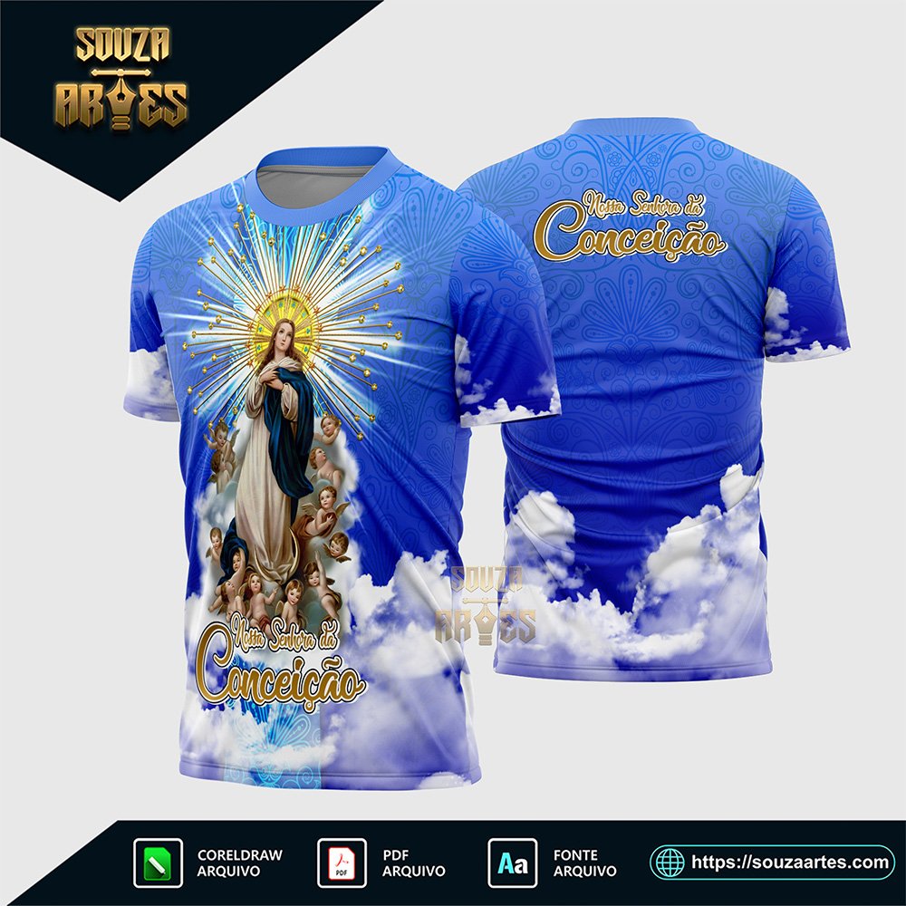 Arte Vetor Camisa Religião - Nossa Senhora Imaculada Conceição