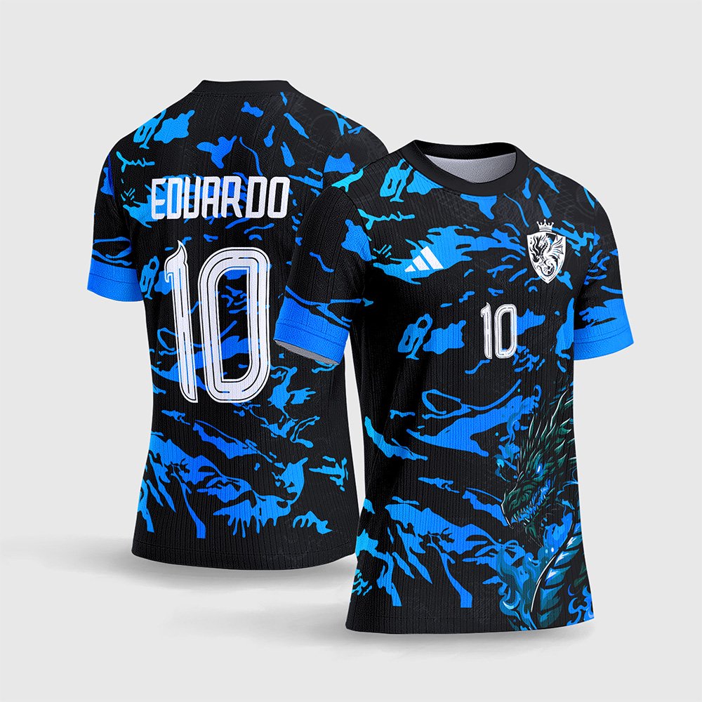 Arte Vetor Camisa Interclasse Dragão Esmeralda Azul