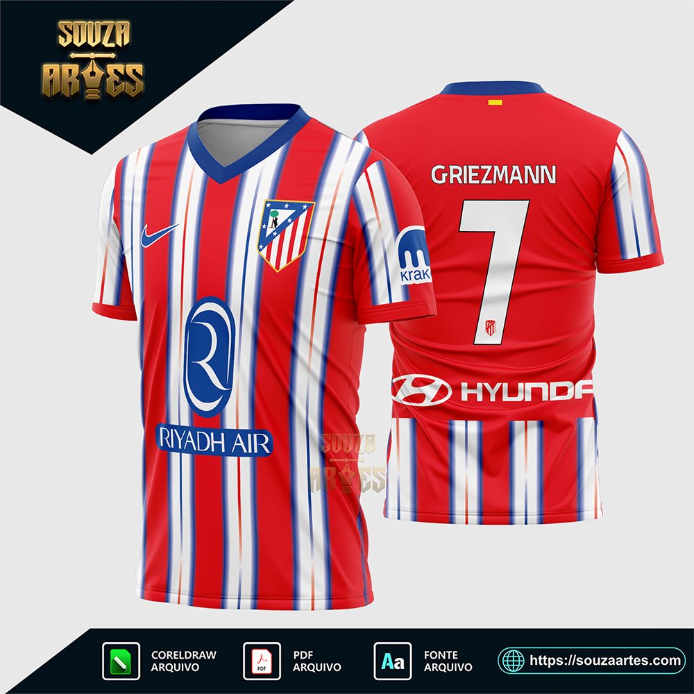 Arte Vetor Camisa Atletico de Madrid Titular 2024 - 2025
