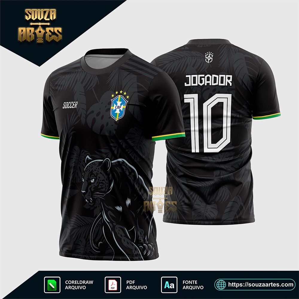 Arte Vetor Camisa de Interclasse Pantera Negra Brasil