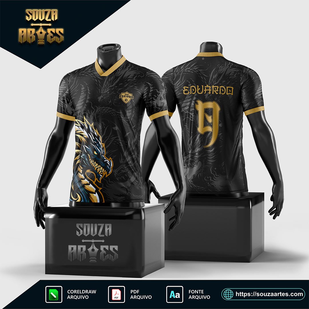 Arte Vetor Camisa Interclasse Dragão Dourado 2024 - 2025