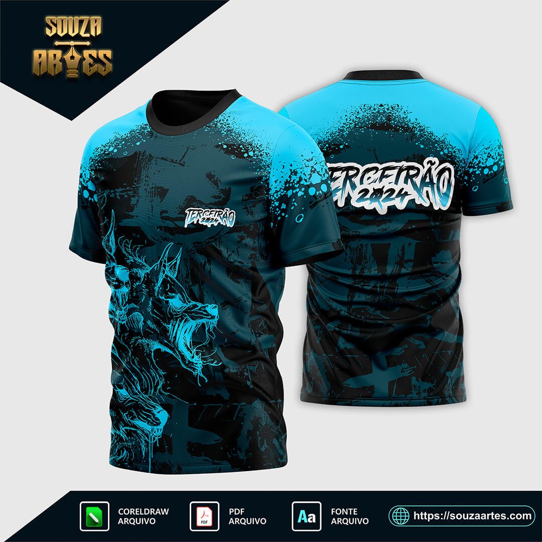 Arte Vetor Camisa Terceirão Lobo Feroz Azul 2024-2025