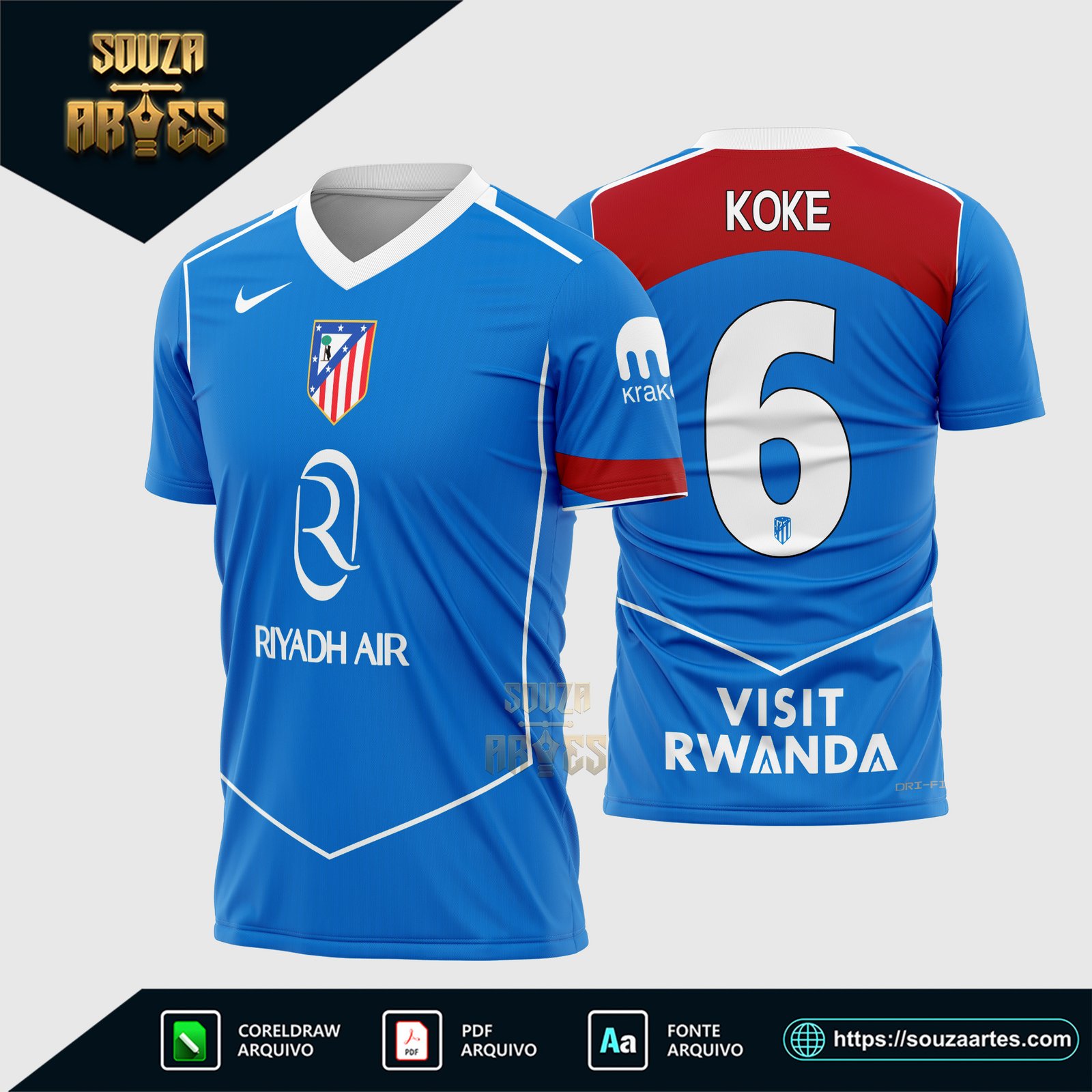 Arte Vetor Camisa Atletico de Madrid Terceira 2025 - 2026