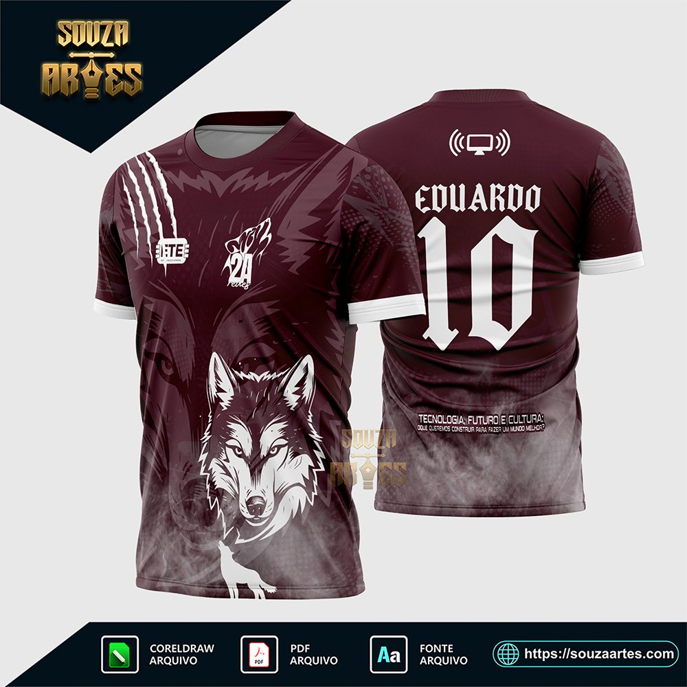 Arte Vetor Camisa InterClasse Lobo Cor Vinho 2026