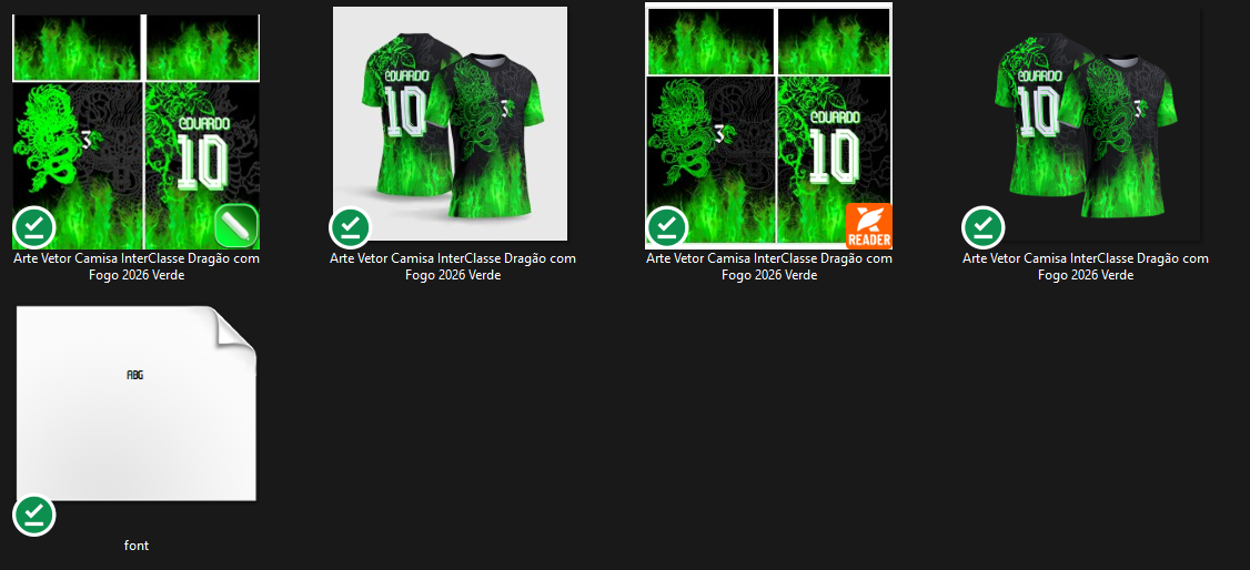 Arte Vetor Camisa InterClasse Dragão com Fogo 2026 Verde — imagem 2