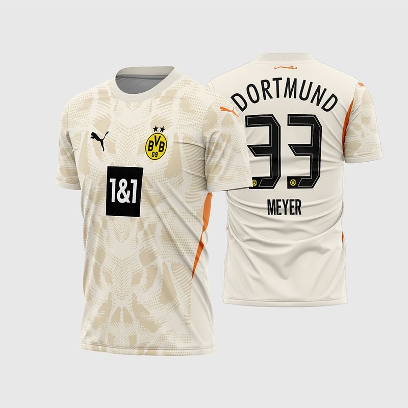 Arte Vetor Camisa Borussia Dortmund Goleiro 2024 2025 Verde Oliva Kobel para Sublimação