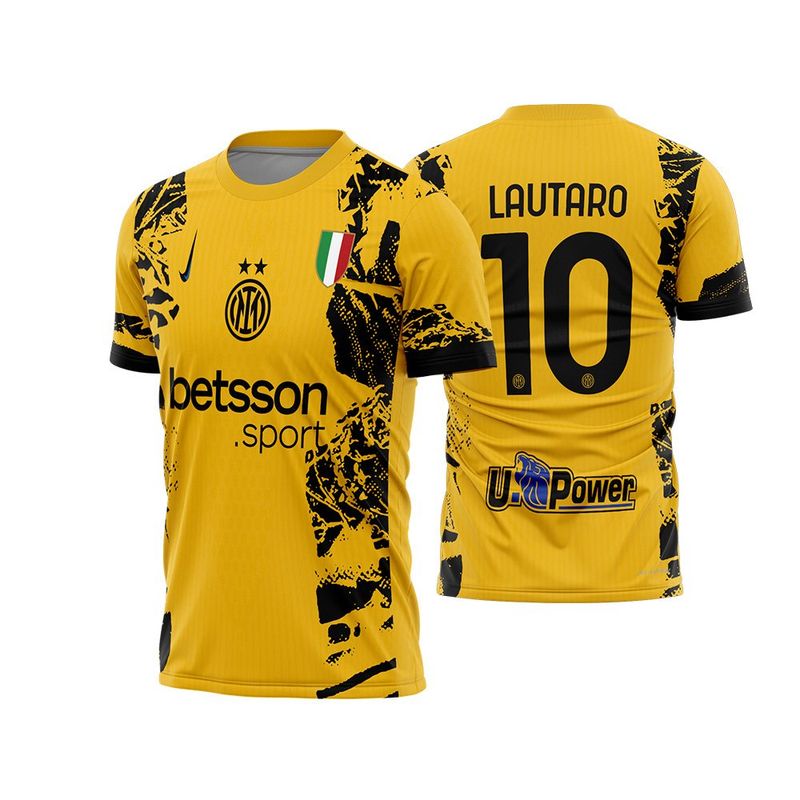 Arte Vetor Camisa Inter de Milão Terceira 2024 2025 Amarela University Gold Swoosh Duplo Vertical para Sublimação