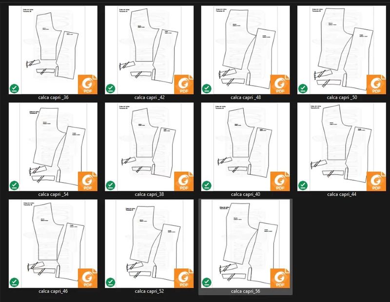 Molde de Costura Camiseta - 47 - Calça capri