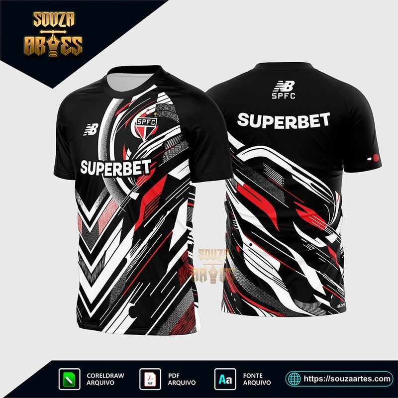 rte Vetor Camisa São Paulo Pré-Jogo 2025 - 2026 Corel Draw X7 para sublimação