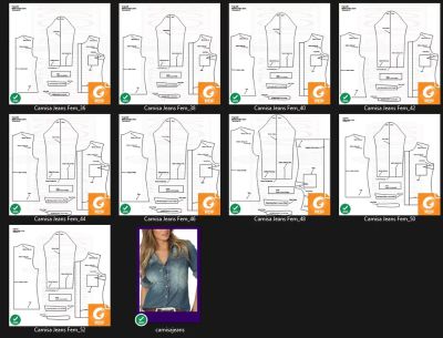 Molde de Costura Para Imprimir Camiseta - 57 - Camisa Jeans Manga longa