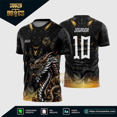 Arte Vetor Camisa de Interclasse Dragão Negro 2025