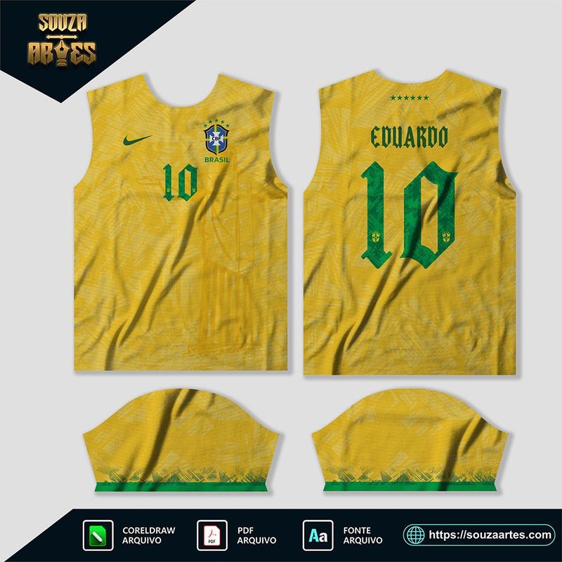 Arte Vetor Camisa Brasil Conceito Cristo Redentor em Corel Draw X7