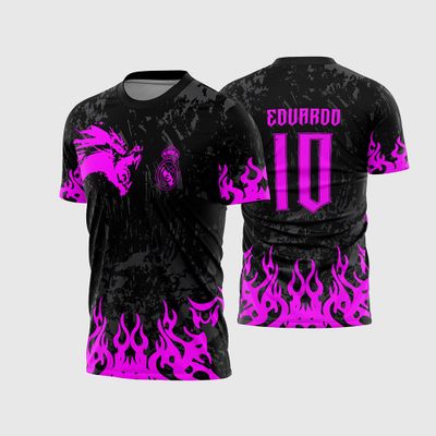 Arte Vetor Camisa Para InterClasse Real Madrid Pincel Dragão Rosa