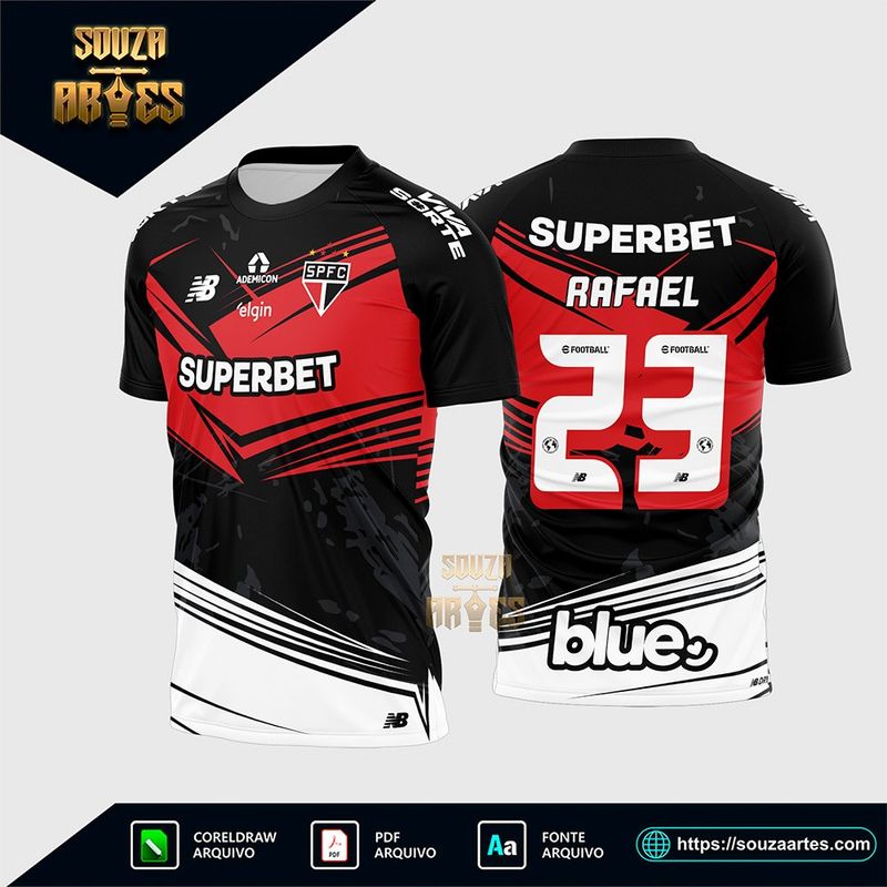 Camisa de goleiro do São Paulo preta, vermelha e branca