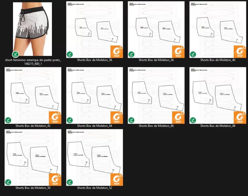 Molde de Costura Camiseta - 80 - Shorts Box de Moleton