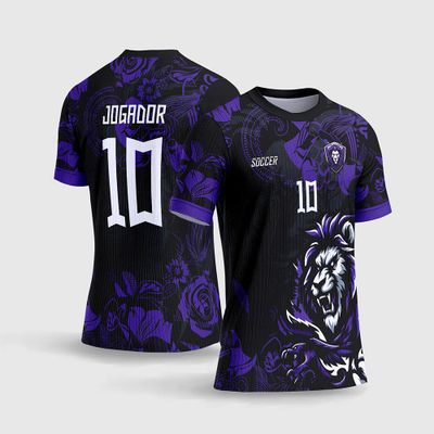 Arte Vetor Camisa de Interclasse Leão Roxo Floral 2026 - 2027