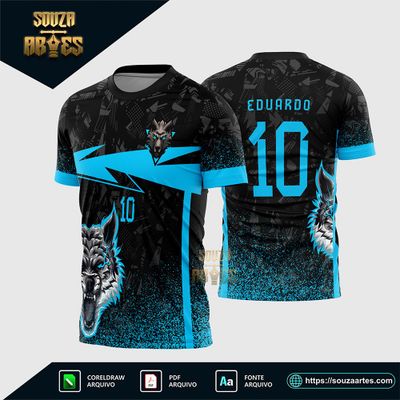 Teamplate Camisa Interclasse Lobo Azul Arte Vetor 2026