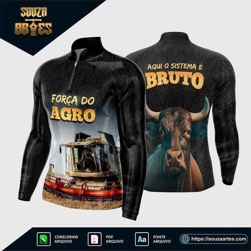 Camisa Agro 2025: Colheitadeira e Boi - Força do Agro