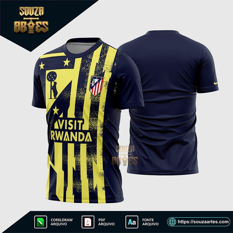 Arte Vetor Camisa Atlético Madrid Pré-Jogo 2025-2026 Corel Draw X7 para sublimação