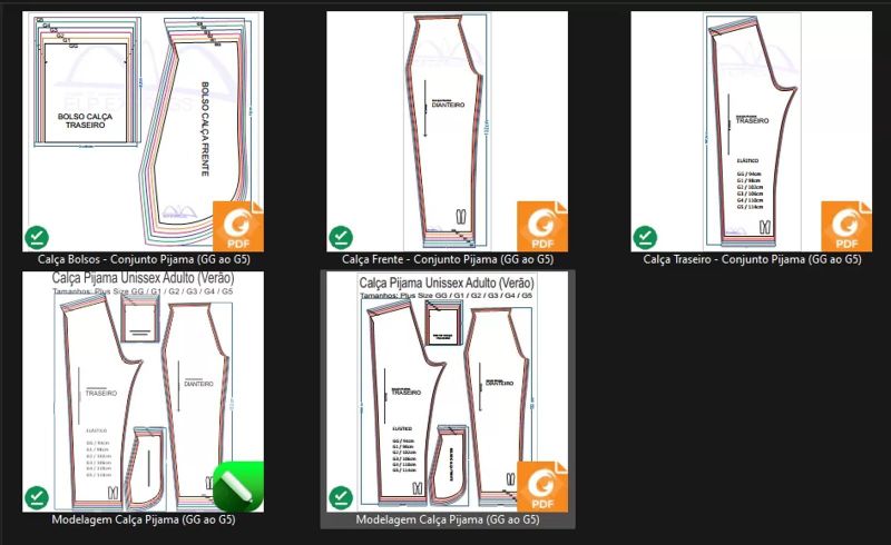 Molde de Costura Camiseta - 52 - Calça de Pijama Unissex Verão (GG ao G5)