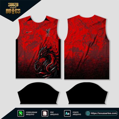 Arte Vetor Camisa Liverpool Conceito Fenix Vermelho