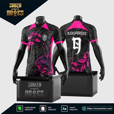 Arte Vetor Camisa interclasse Pantera Floral 2025