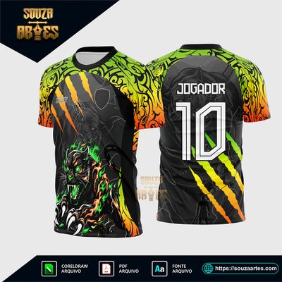 Arte Vetor Camisa Interclasse Pantera Feroz Reggae