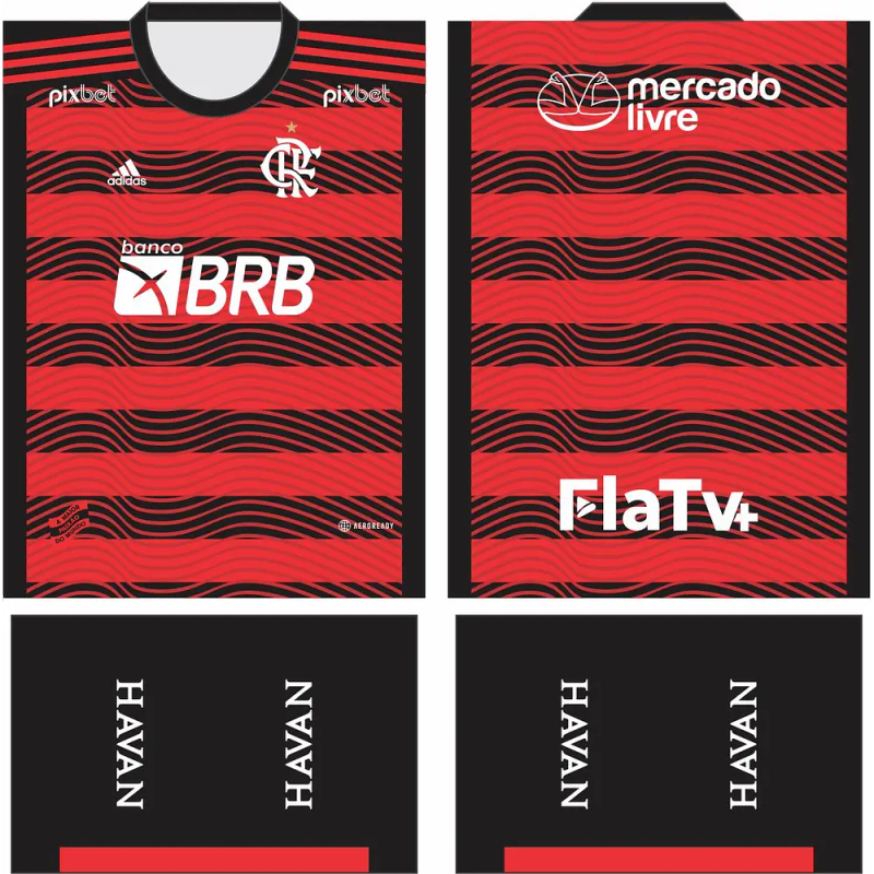 Arte Vetor Template Camisa Futebol Flamengo Local 2022-2023
