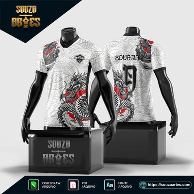 Arte Vetor Camisa InterClasse Dragão Branco