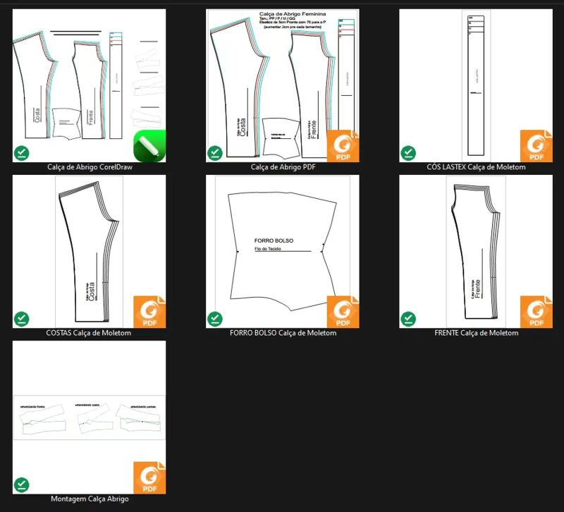 Molde de Costura Camiseta - 64 - Calça de Moletom Feminina (P ao GG)
