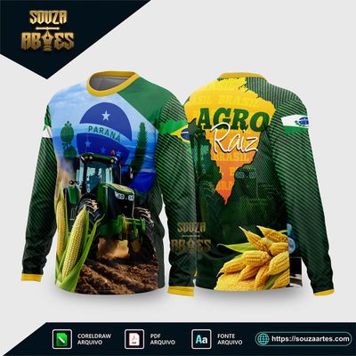 Arte Vetor Camisa AGRO Trator e Milho - Agro Raiz 2026