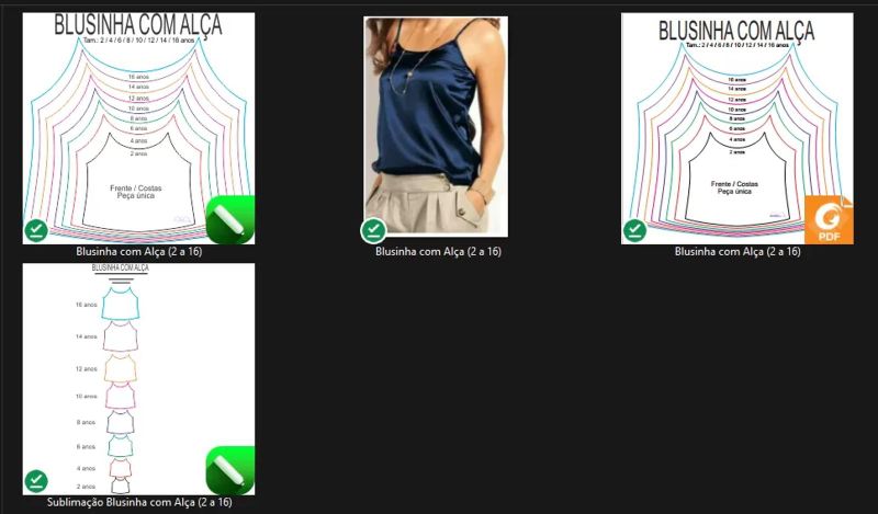 Molde de Costura Camiseta Infantil - 46 - Blusinha com Alça (2 a 16)