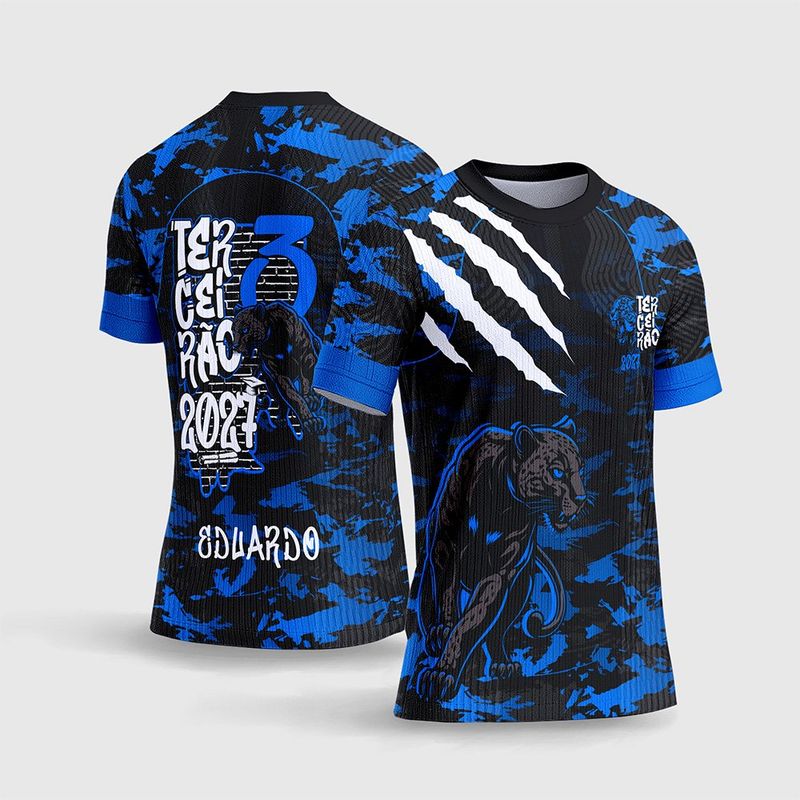 Camisa Terceirão Pantera Negra Textura Azul