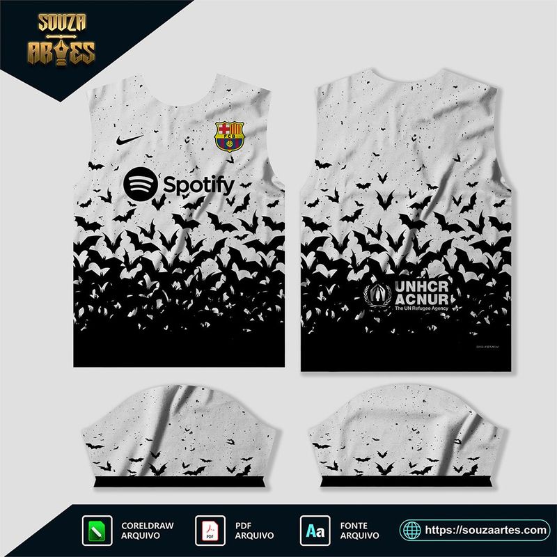 Arte Vetor Camisa Barcelona Conceito Halloween 2025 em Corel Draw X7