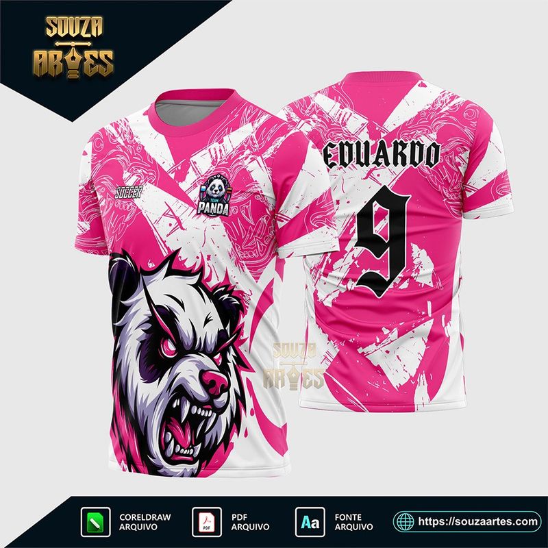 Arte Vetor Camisa Interclasse Urso Panda Rosa Corel Draw para sublimação