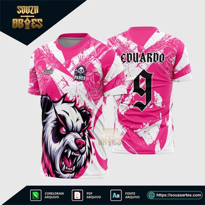 Arte Vetor Camisa InterClasse Urso Panda Rosa