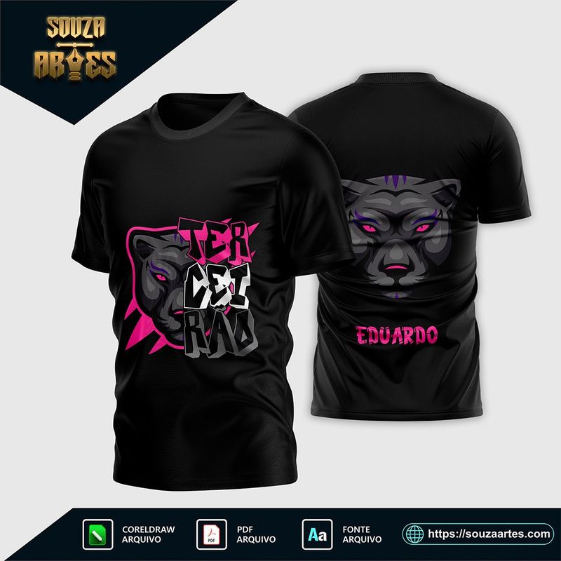 Arte Vetor Camisa Preta e Rosa Pantera - Terceirão 2024 para personalização de itens de formandos