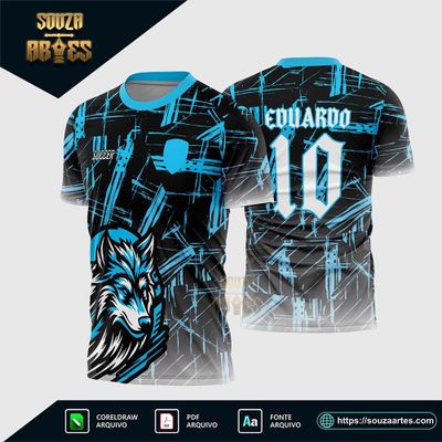 Arte Vetor Camisa InterClasse Lobo Azul
