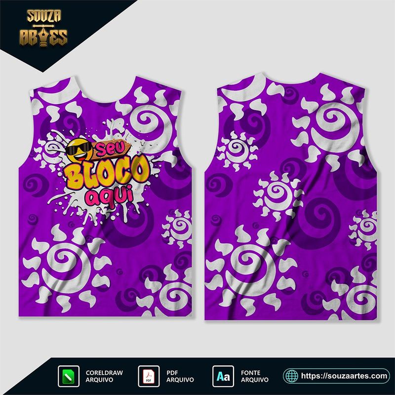 Design vetorial do Abadá Bloco Carnaval 2025 Sublimação – Modelo 28, editável em Corel Draw X7 e PDF