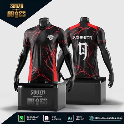 Arte Vetor Camisa Raios Vermelho Interclasse 2024 - 2025
