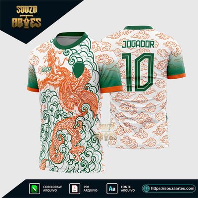 Arte Vetor Camisa de Interclasse Dragão Nuvens 2025