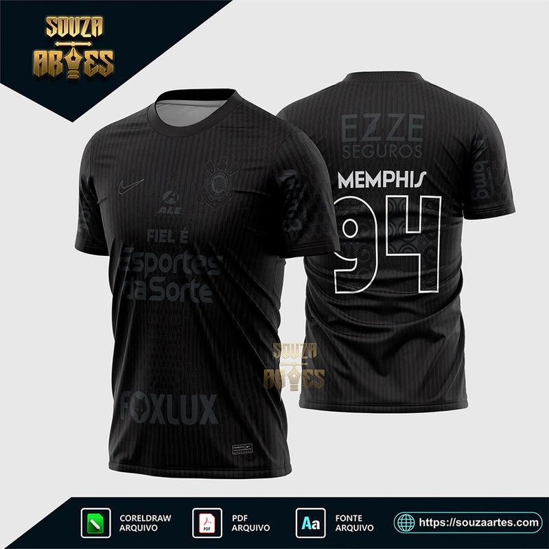 Arte Vetor Camisa Corinthians Reserva 2024 - 2025 Corel Draw X7 para sublimação
