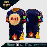 Camisa de São João azul-marinho com bandeirinhas e fogueira — imagem 1