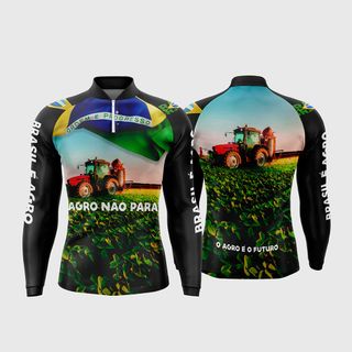 Camisa Agro Trator e Bandeira do Brasil