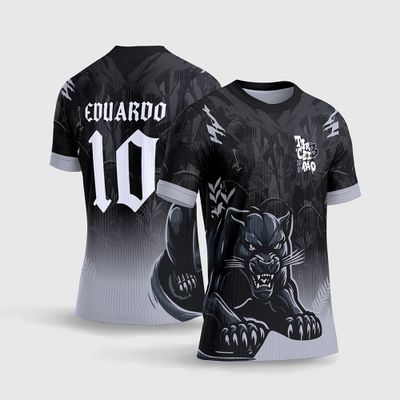 Arte Camisa Terceirão Pantera Negra Estilo Degrade Cinza