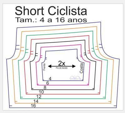 Molde de Costura Para Imprimir Camiseta Infantil - 45 - Short Ciclista _Compressão_ (4 a 16 anos)